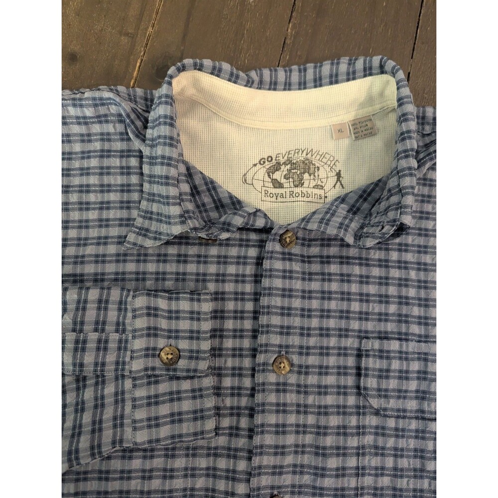 Royal Robbins‎ Go Everywhere Long Sleeve Bluish GrayPlaid Button Up Shirt Sz XL